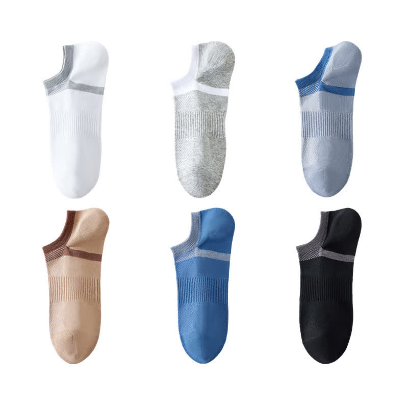 Gestreifte Füßlinge aus reiner Baumwolle mit rutschfester Ferse (6 Paar)