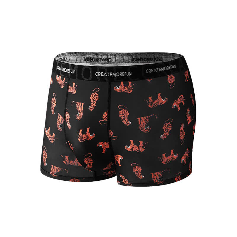 Atmungsaktive Boxershorts für Herren mit Tiger-Print (4er-Pack) - Schwarz - XL - image 8