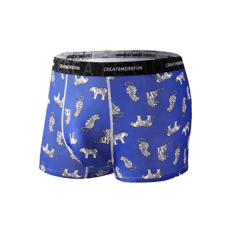 Atmungsaktive Boxershorts für Herren mit Tiger-Print (4er-Pack) - Blau - XL - image 7