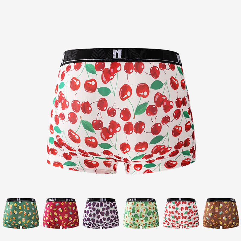 Atmungsaktive Boxershorts für Herren mit Lebensmittel- und Obst-Aufdruck (3er-Pack)