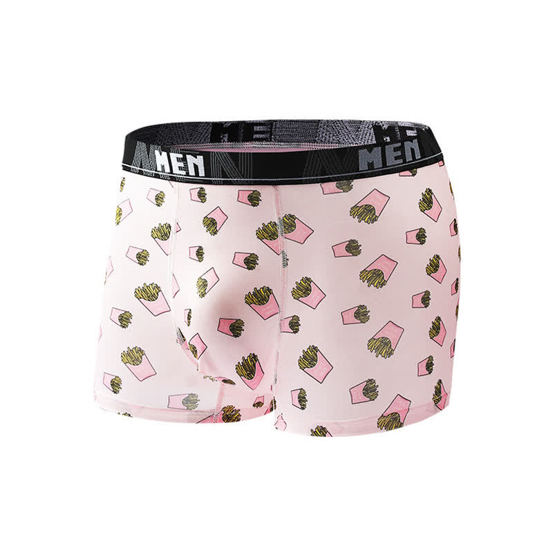 Atmungsaktive Boxershorts für Herren mit Food-Snacks-Print (5er-Pack) - Rosa - 2XL - image 3