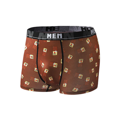 Atmungsaktive Boxershorts für Herren mit Food-Snacks-Print (5er-Pack) - Braun - 2XL - image 7