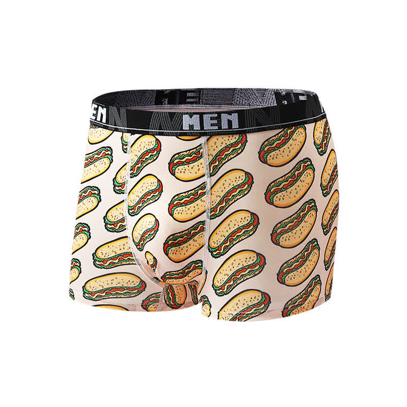 Atmungsaktive Boxershorts für Herren mit Food-Snacks-Print (5er-Pack)