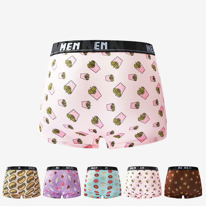 Atmungsaktive Boxershorts für Herren mit Food-Snacks-Print (5er-Pack)