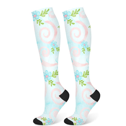 Kompressionsstrümpfe mit künstlerischem Blumenmuster (3 Paar) - Grün (1 Paar) - S/M - image 7