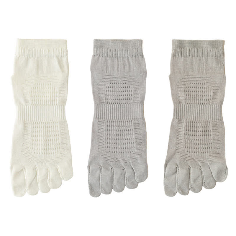 Zehensocken aus reinem Baumwollmesh (3 Paar) - Weiß + Hellgrau + Hellgrün - EU39-45 (US6-11) - image 2