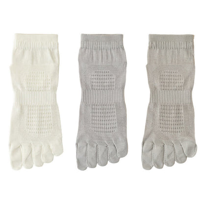 Zehensocken aus reinem Baumwollmesh (3 Paar) - Weiß + Hellgrau + Hellgrün - EU39-45 (US6-11) - image 2