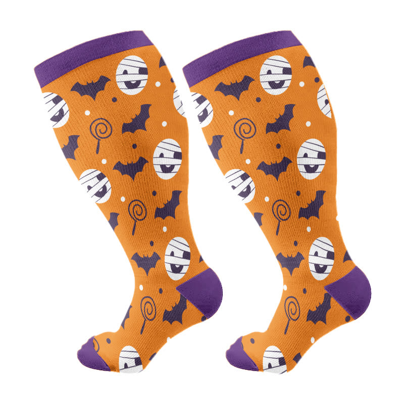 Süße Kompressionsstrümpfe im Halloween-Stil in Übergröße (3 Paar) - Orange (1 Paar) - 4XL - image 10