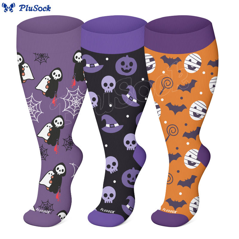 Süße Kompressionsstrümpfe im Halloween-Stil in Übergröße (3 Paar) - image 1