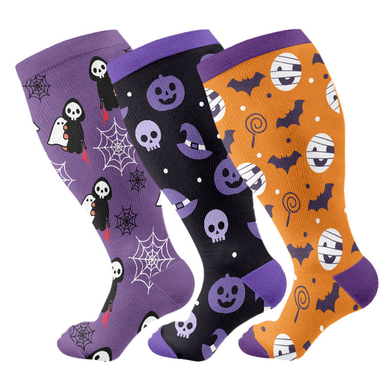 Süße Kompressionsstrümpfe im Halloween-Stil in Übergröße (3 Paar) - Mehrfarbig - 4XL - image 9