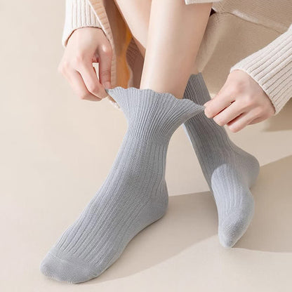 Locker sitzende Viertelsocken aus Baumwolle mit gekräuseltem Rand (4 Paar)