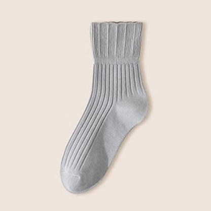 Locker sitzende Viertelsocken aus Baumwolle mit gekräuseltem Rand (4 Paar)