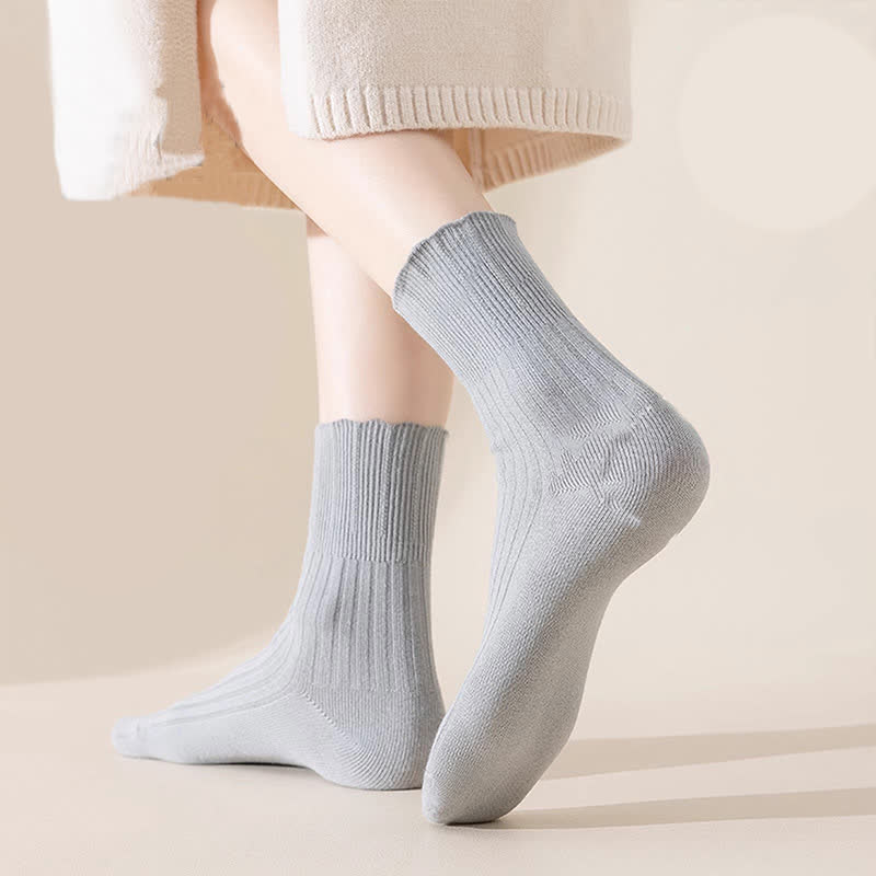 Locker sitzende Viertelsocken aus Baumwolle mit gekräuseltem Rand (4 Paar)