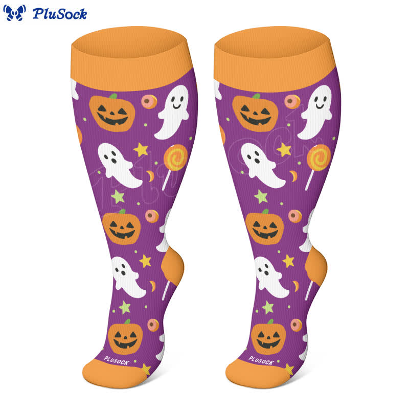 Kompressionsstrümpfe der Halloween Ghost-Serie in Übergröße (3 Paar) - image 2