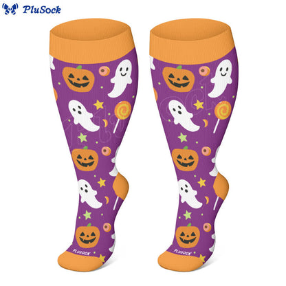 Kompressionsstrümpfe der Halloween Ghost-Serie in Übergröße (3 Paar) - image 2