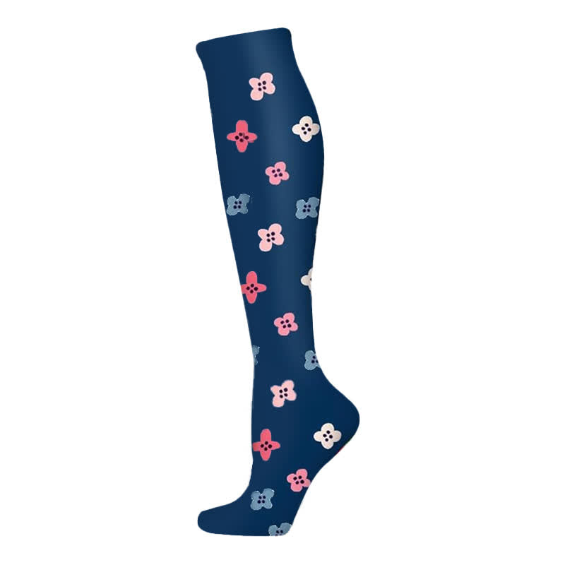 Kompressionsstrümpfe der Blooming Flowers-Serie (6 Paar) - Marineblau-B - S/M - image 10