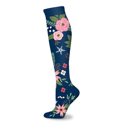 Kompressionsstrümpfe der Blooming Flowers-Serie (6 Paar) - Marineblau-A - S/M - image 8