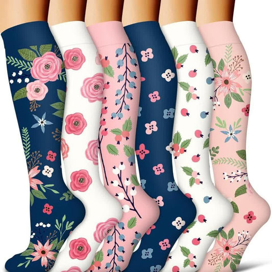 Kompressionsstrümpfe der Blooming Flowers-Serie (6 Paar) - Mehrfarbig - S/M - image 1
