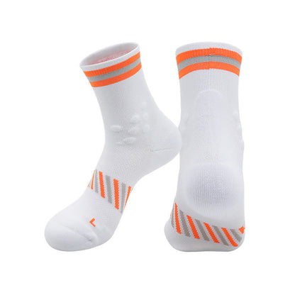 Atmungsaktive Sport-Radsport-Kompressionssocken (4 Paar) - Weiß&Orange - EU39-44 (US6-10) - image 4