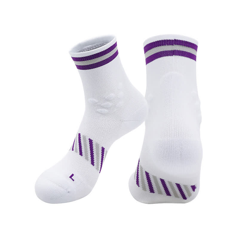 Atmungsaktive Sport-Radsport-Kompressionssocken (4 Paar) - Weiß&Lila - EU39-44 (US6-10) - image 0
