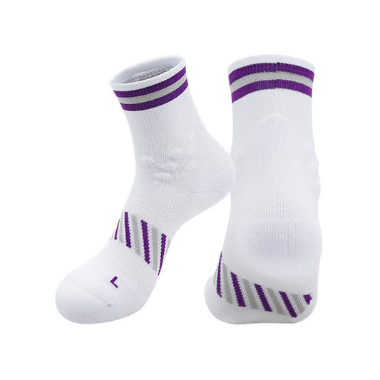 Atmungsaktive Sport-Radsport-Kompressionssocken (4 Paar) - Weiß&Lila - EU39-44 (US6-10) - image 0