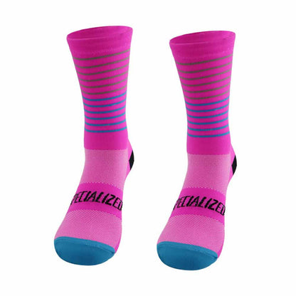 Radsport-Kompressionssocken mit Streifenmuster (4 Paar)