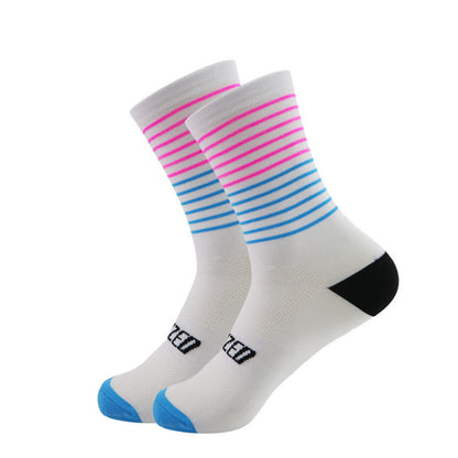 Radsport-Kompressionssocken mit Streifenmuster (4 Paar)