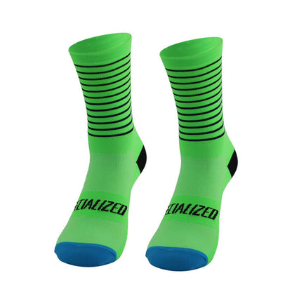 Radsport-Kompressionssocken mit Streifenmuster (4 Paar)