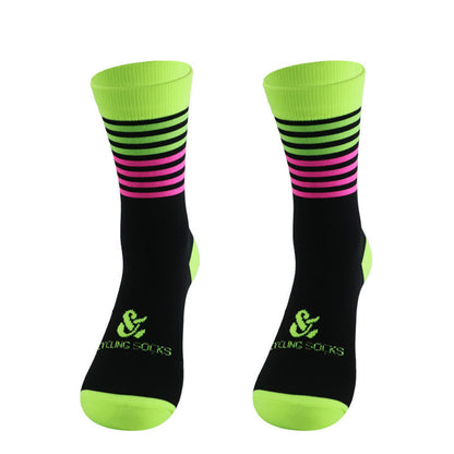 Gestreifte schwarze Radsport-Kompressionssocken (4 Paar) - Grün&Rosa - EU38-45 (US5-11) - image 8