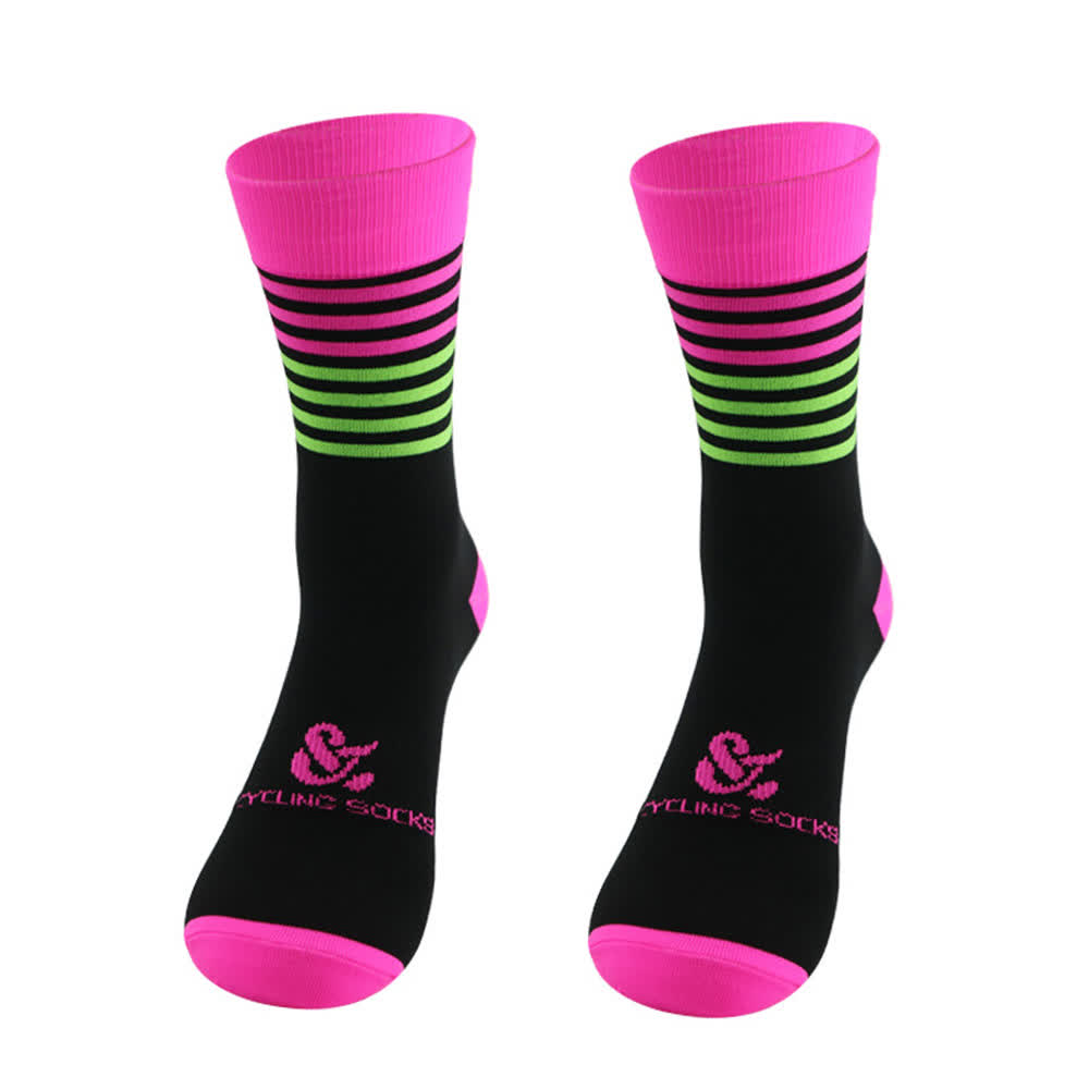 Gestreifte schwarze Radsport-Kompressionssocken (4 Paar)