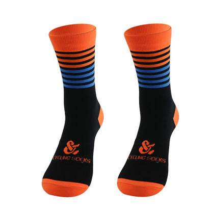 Gestreifte schwarze Radsport-Kompressionssocken (4 Paar)