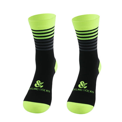 Gestreifte schwarze Radsport-Kompressionssocken (4 Paar) - Grün - EU38-45 (US5-11) - image 2