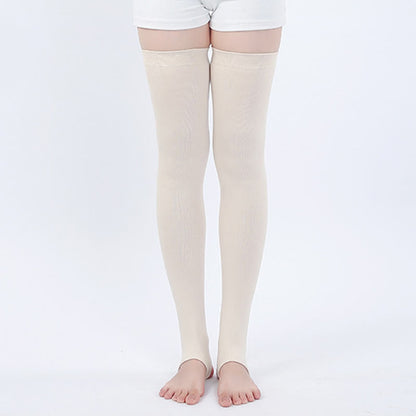 Hochelastische, rutschfeste Oberschenkelmanschetten aus reiner Baumwolle mit Steg - Beige - XL - image 7