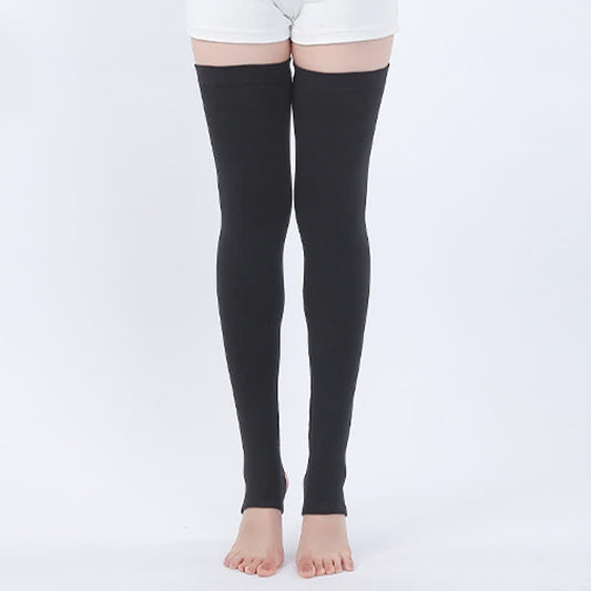 Hochelastische, rutschfeste Oberschenkelmanschetten aus reiner Baumwolle mit Steg - Schwarz - XL - image 0