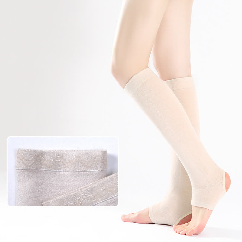 Wadenmanschetten aus reiner Baumwolle mit rutschfestem Silikongriff - Beige - XL - image 4
