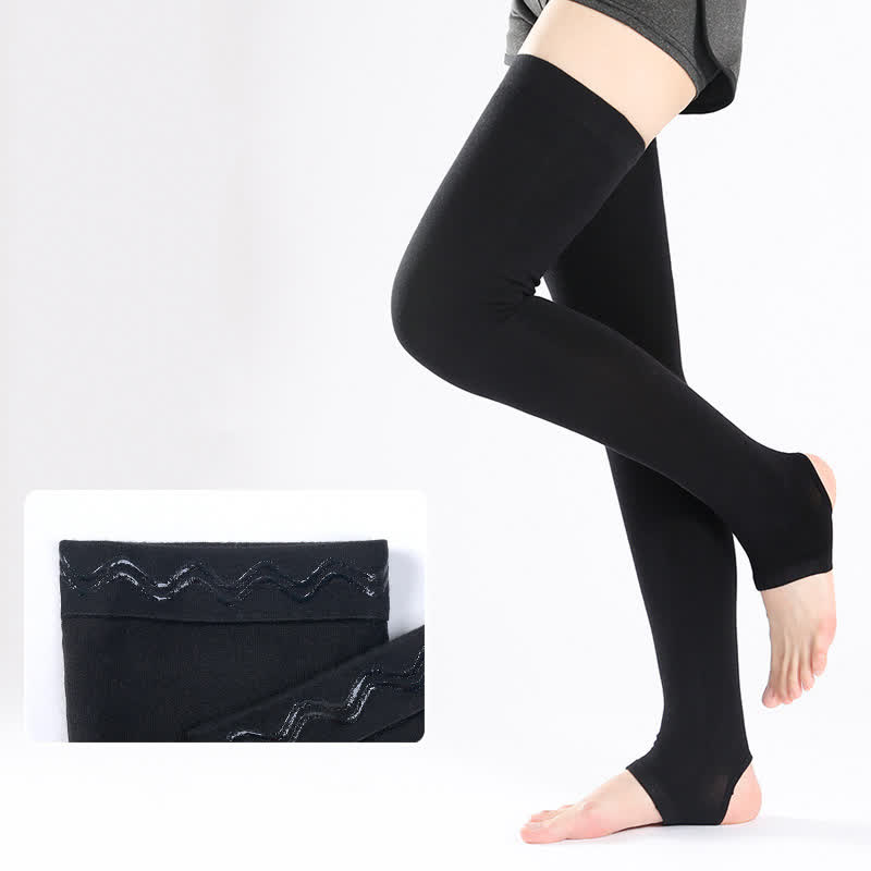 Einfarbige Oberschenkelmanschetten aus Baumwolle mit rutschfestem Silikongriff - Schwarz - XL - image 0