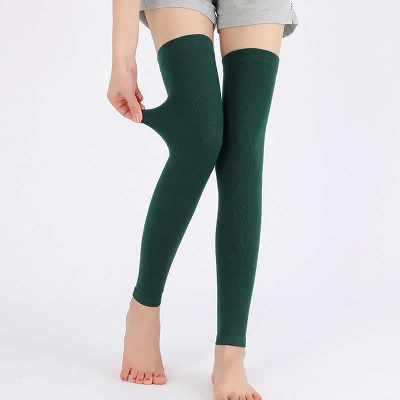 Einfarbige, dünne, elastische Strick-Oberschenkelärmel