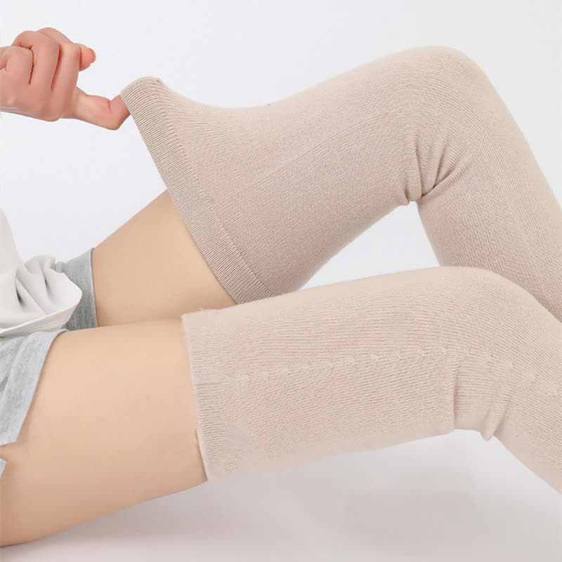 Einfarbige, dünne, elastische Strick-Oberschenkelärmel