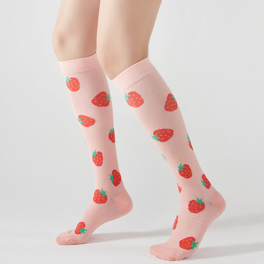 Kompressions-Kniestrümpfe mit Frucht-Animal-Print (4 Paar) - Rosa - EU37-42 (US4-8,5) - image 1