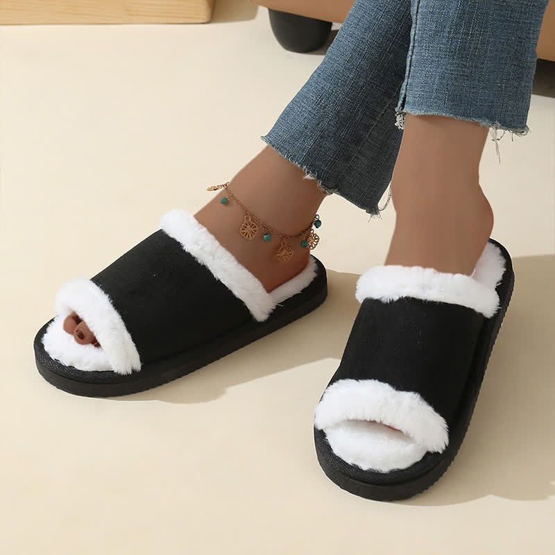 Wildleder-Slipper mit Fellbesatz - image 4