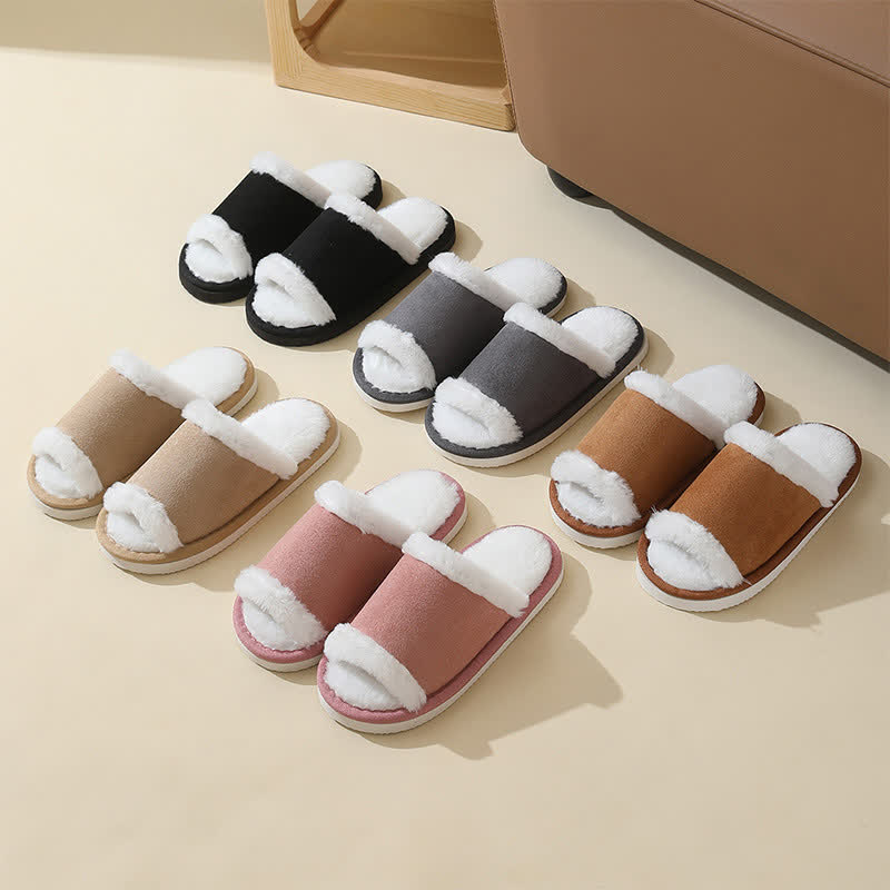 Wildleder-Slipper mit Fellbesatz - image 1