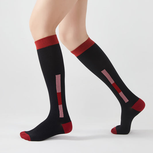 Einfache rechteckige Kompressionskniestrümpfe mit Farbblockdesign (5 Paar) - Schwarz - EU37-42 (US4-8,5) - image 0