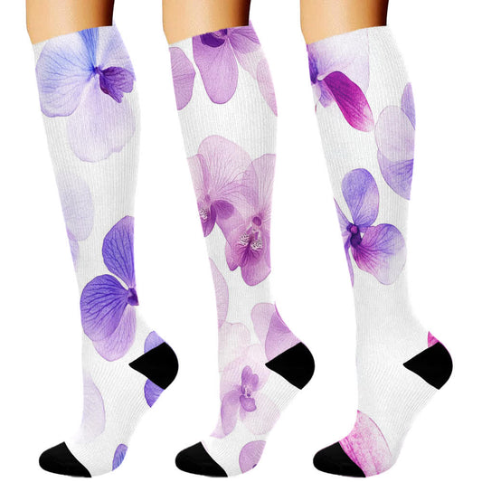 Kompressionsstrümpfe der Orchid Print-Serie (3 Paar) - Lila - S/M - image 1
