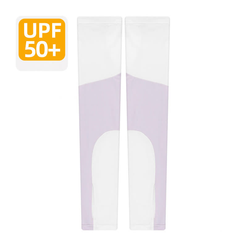 Atmungsaktive Sonnenschutz-Armstulpen mit Farbblock - Lila - XL - image 4