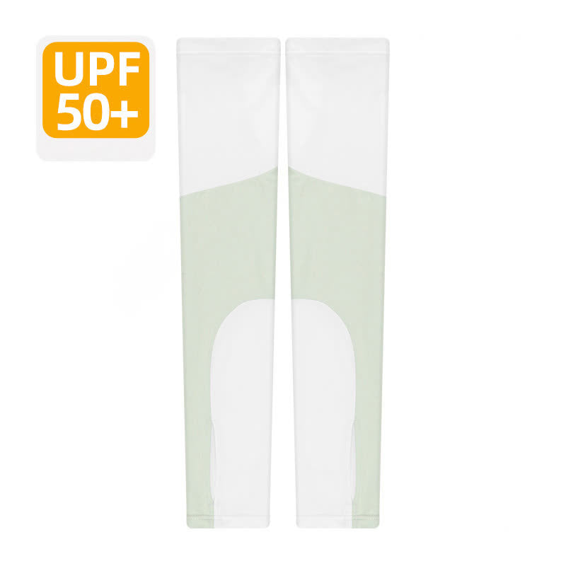 Atmungsaktive Sonnenschutz-Armstulpen mit Farbblock - Grün - XL - image 7