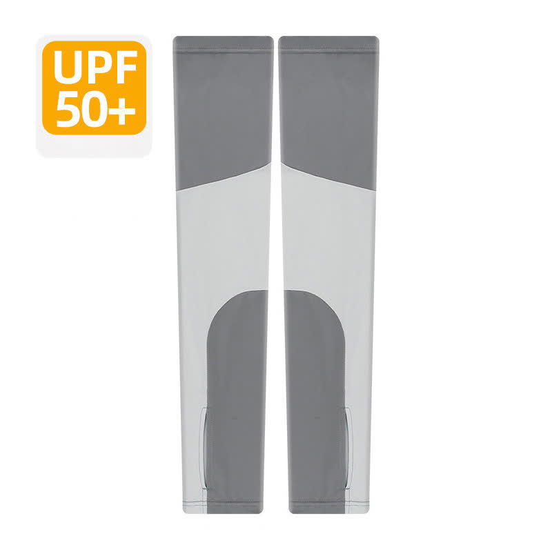 Atmungsaktive Sonnenschutz-Armstulpen mit Farbblock - Dunkelgrau - XL - image 9
