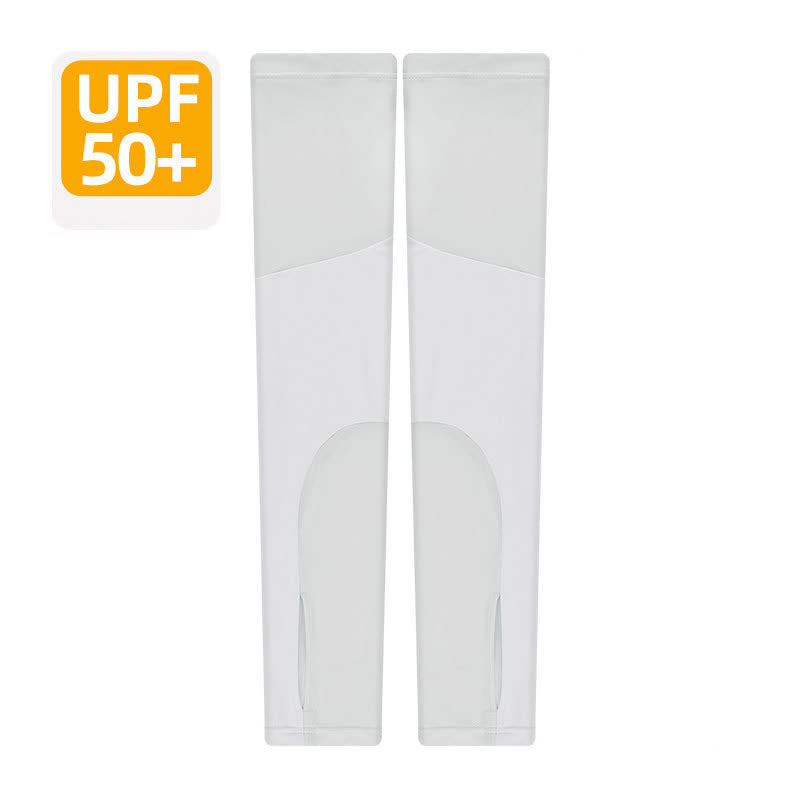 Atmungsaktive Sonnenschutz-Armstulpen mit Farbblock - Hellgrau - XL - image 8