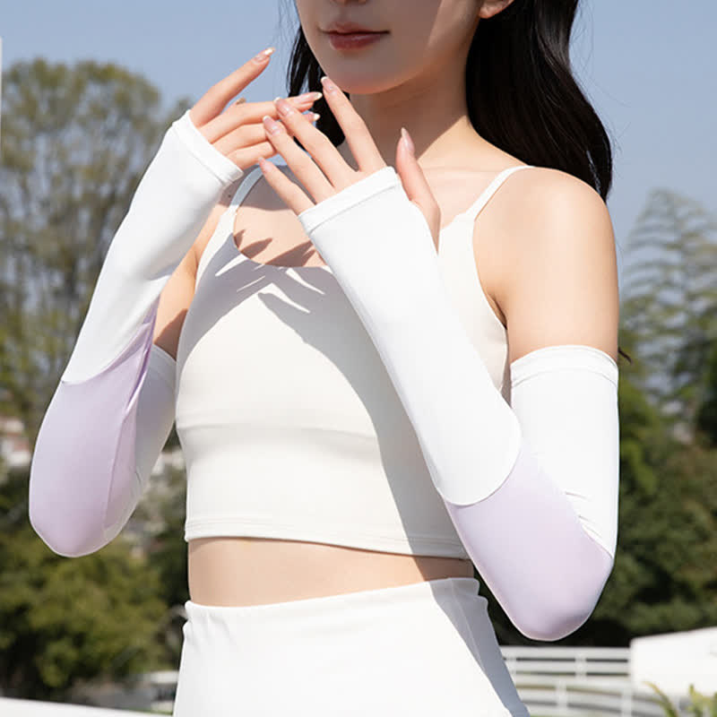 Atmungsaktive Sonnenschutz-Armstulpen mit Farbblock