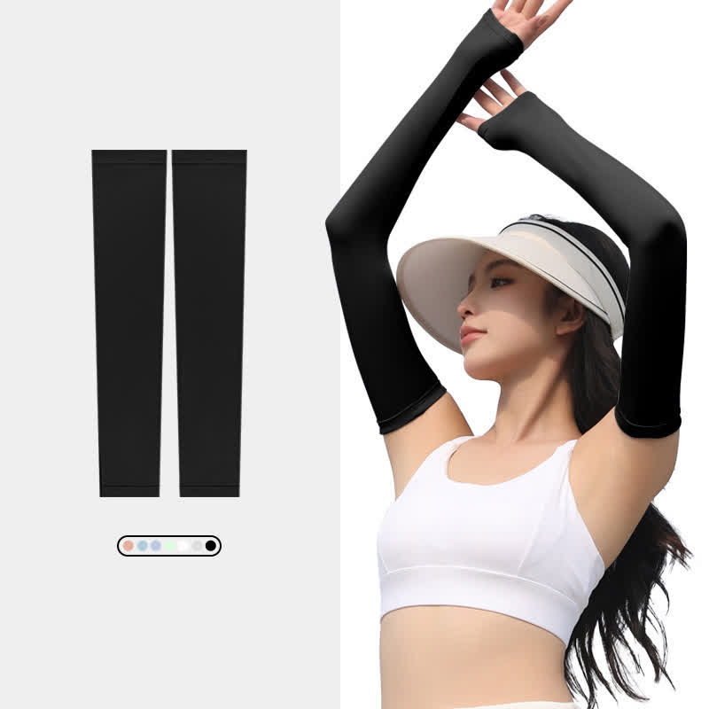 Sonnenschutz-Armstulpen aus Eisseide für Outdoor-Sport - Schwarz - XL - image 5