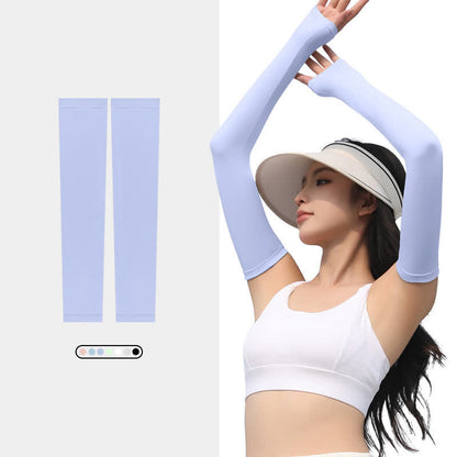 Sonnenschutz-Armstulpen aus Eisseide für Outdoor-Sport - Lila - XL - image 12
